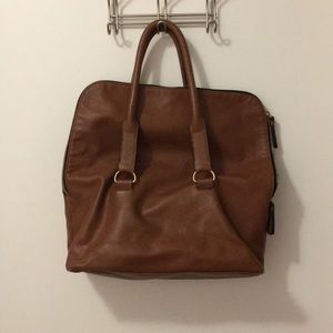 Brown leather handbag